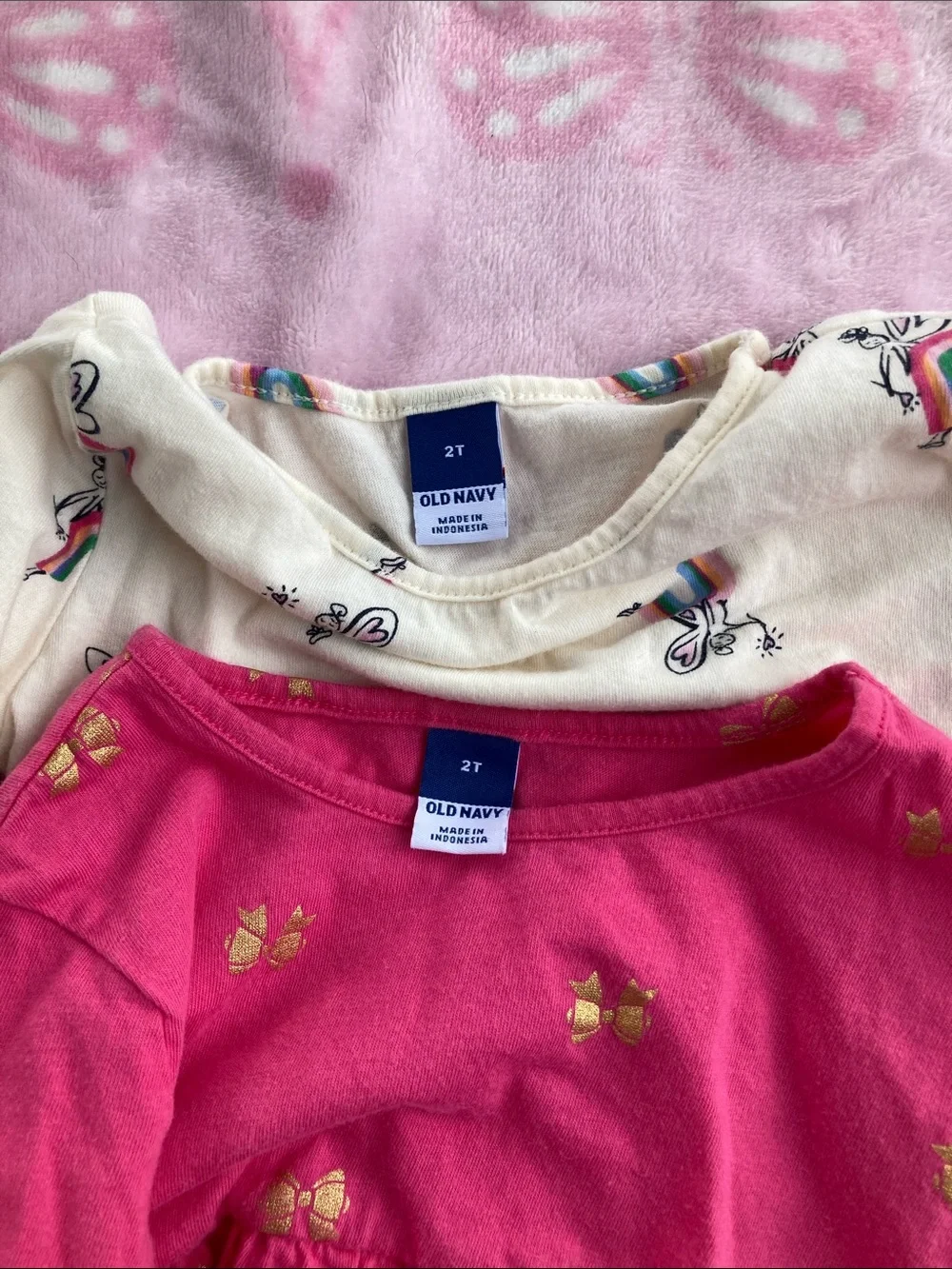 100% Cotton Girls' Long-Sleeve Dresses — Pink and Cream with Gold Accents